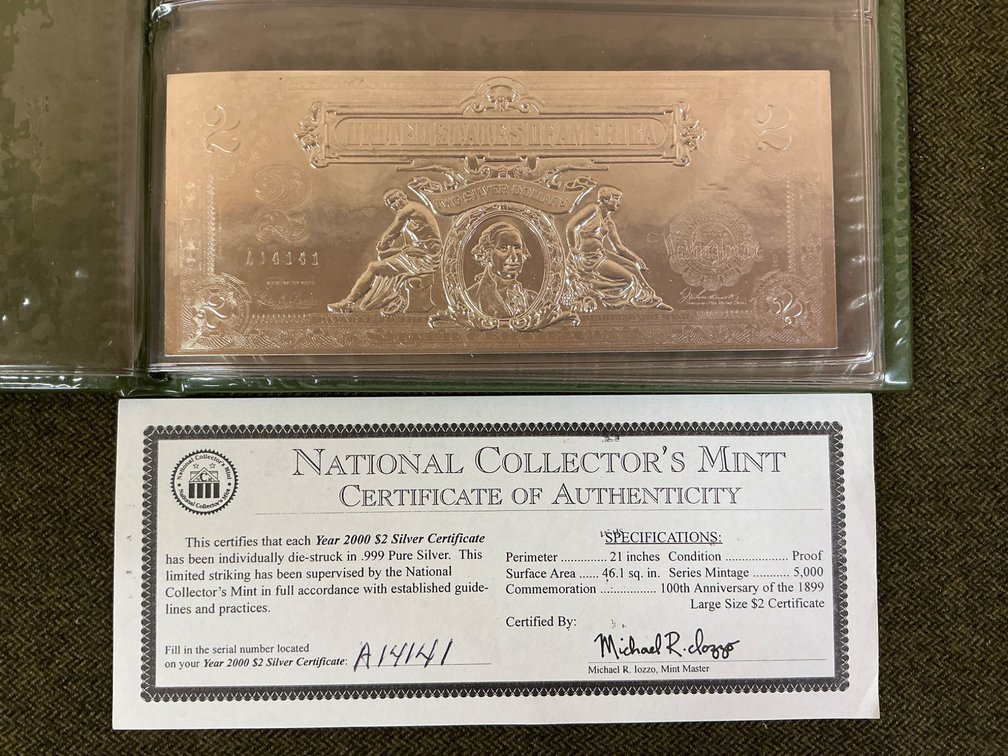 2004 National Collector’s Mint Silver Certificate Note with COA