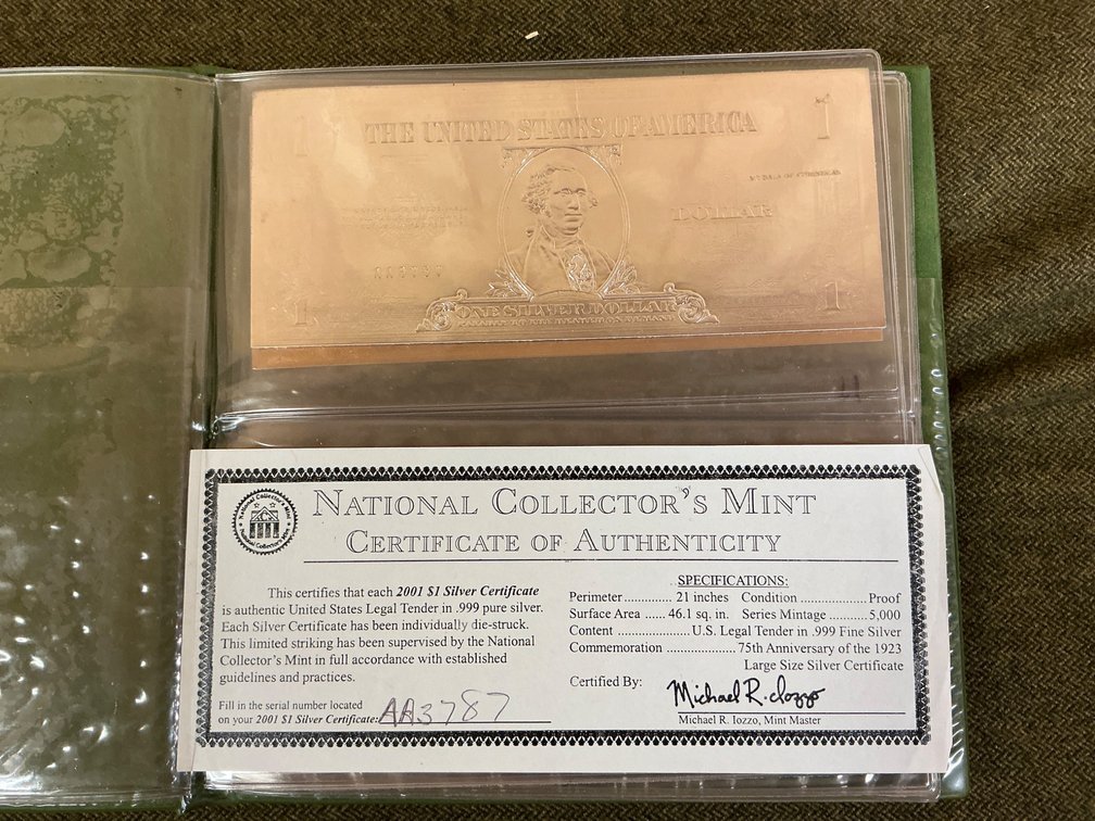 1974 $1 Eisenhower Silver Certificate with Certificate of Authenticity