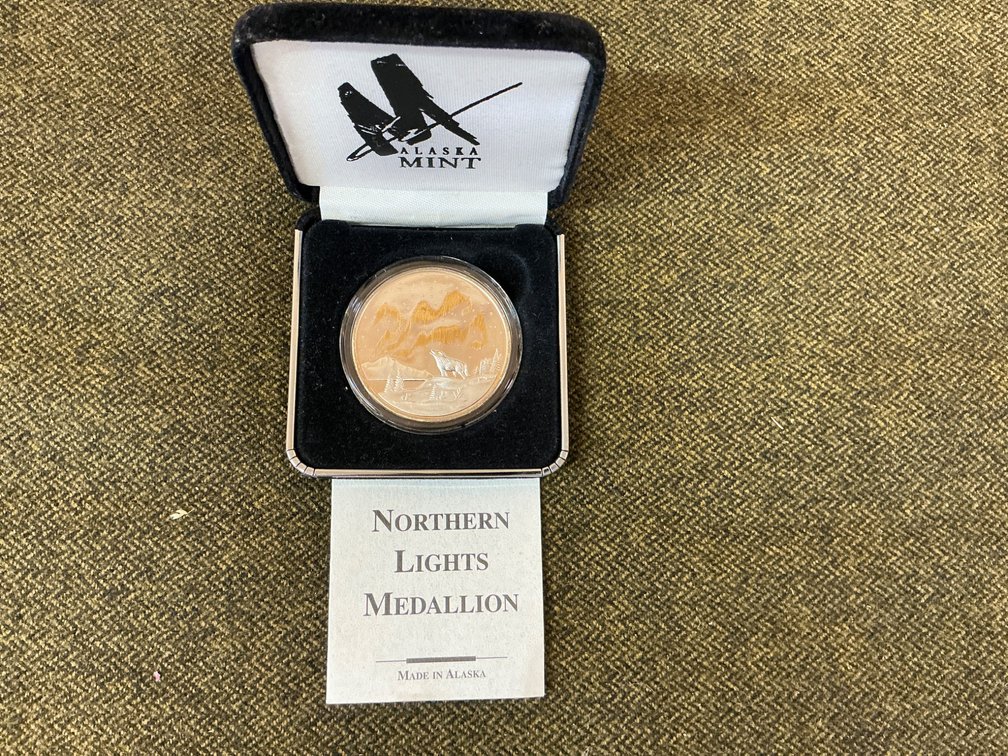 Alaska Mint Northern Lights Medallion, One Troy Ounce .999 Silver