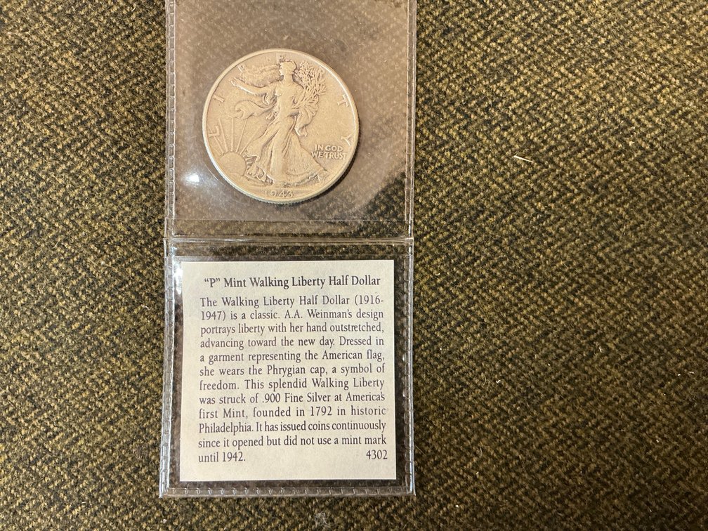1943 ‘P’ Mint Walking Liberty Half Dollar with COA