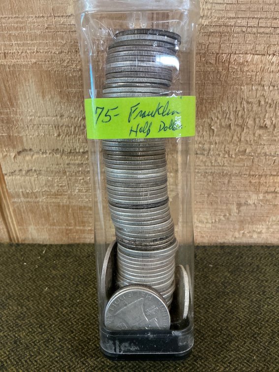 75 Assorted Dates Franklin Half Dollars in Plastic Display