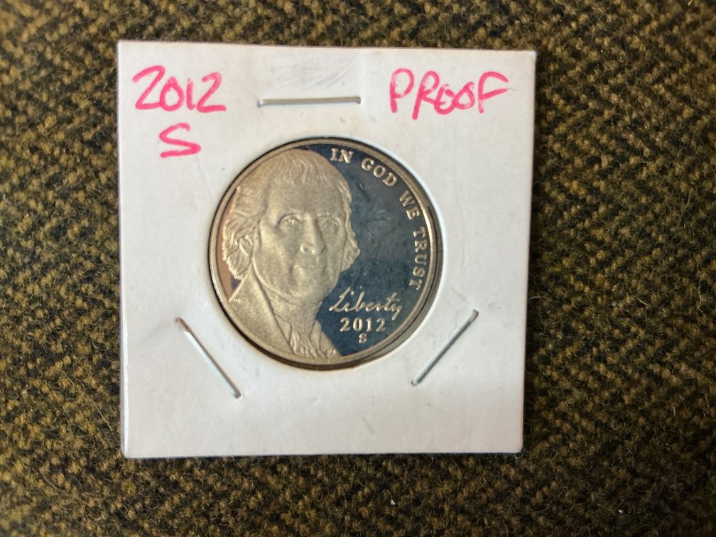 2012-S Jefferson Nickel Proof Coin in Protective Holder
