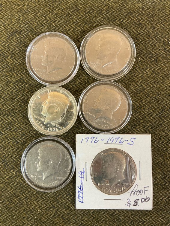 Six Bicentennial Kennedy Half Dollars (1776-1976)