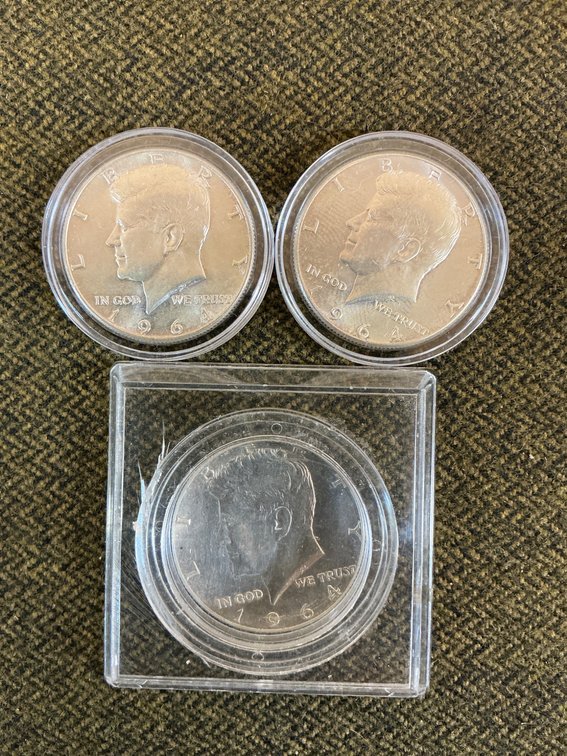 Three 1964 Kennedy Silver Half Dollars