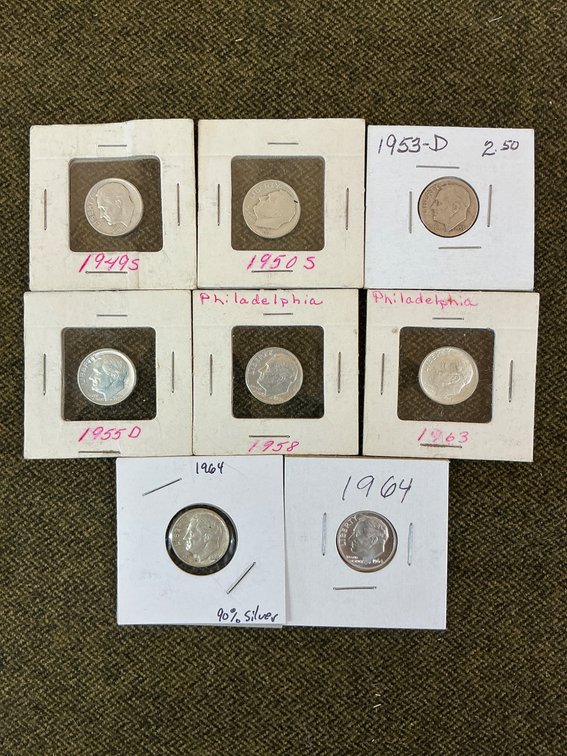 Dates Silver Roosevelt Dimes Collection