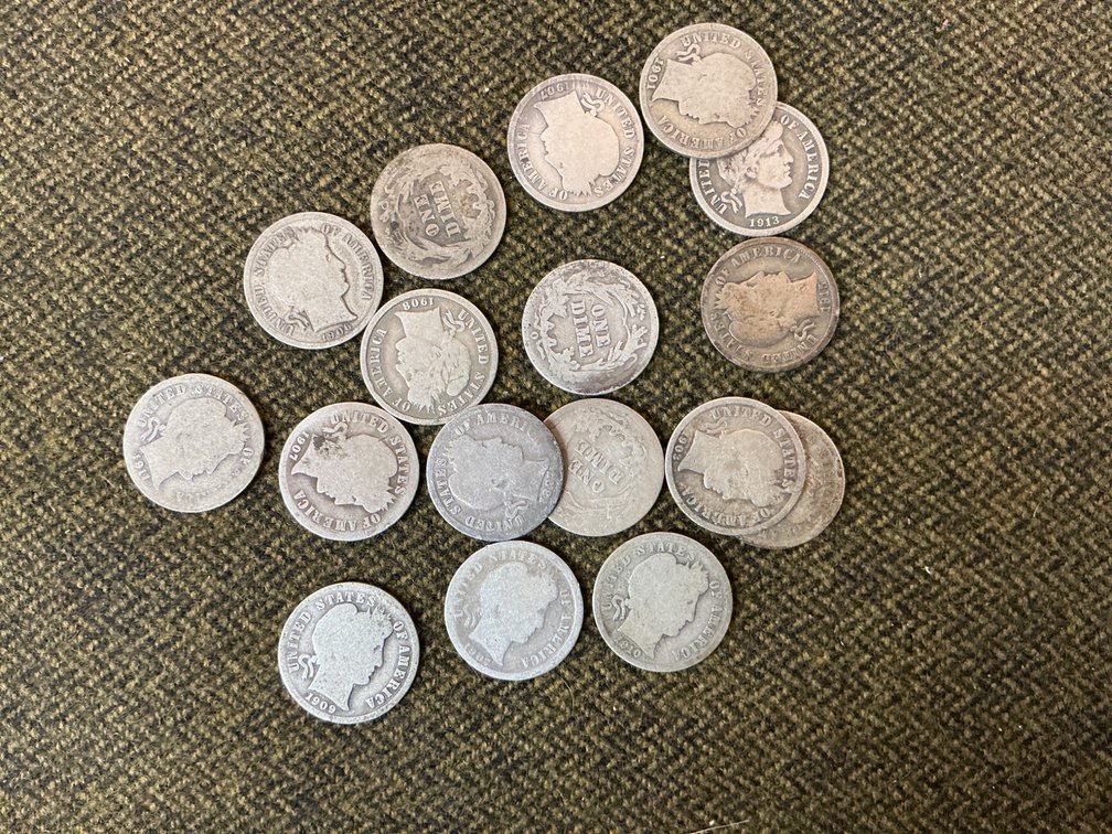 17 Barber Silver Dimes (1892-1916)