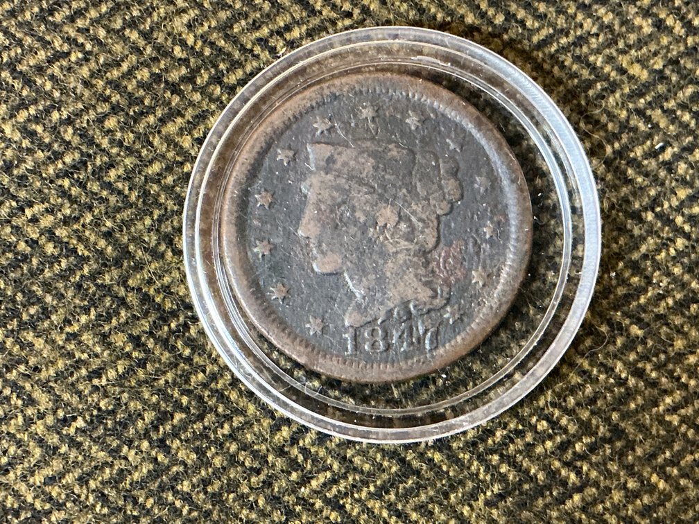 1847 United States Large Cent in Protective Case