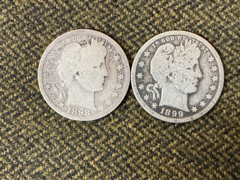 1898 and 1899 Barber Silver Quarters