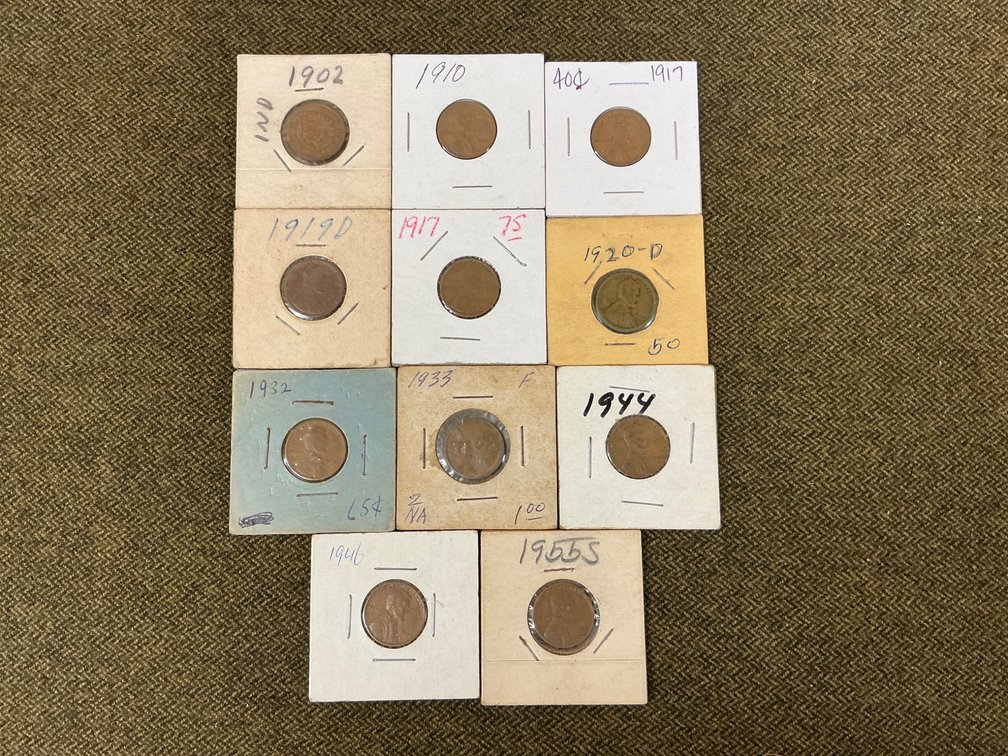 11 Assorted Dates Cents in Holders