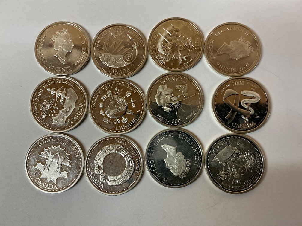 12 Canadian Sterling Silver Commemorative Coins