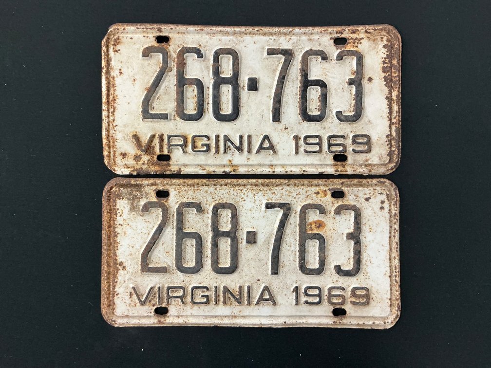 1969 Virginia License Plate Pair