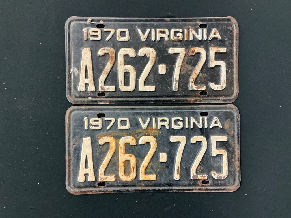1970 Virginia License Plate Pair A262-725