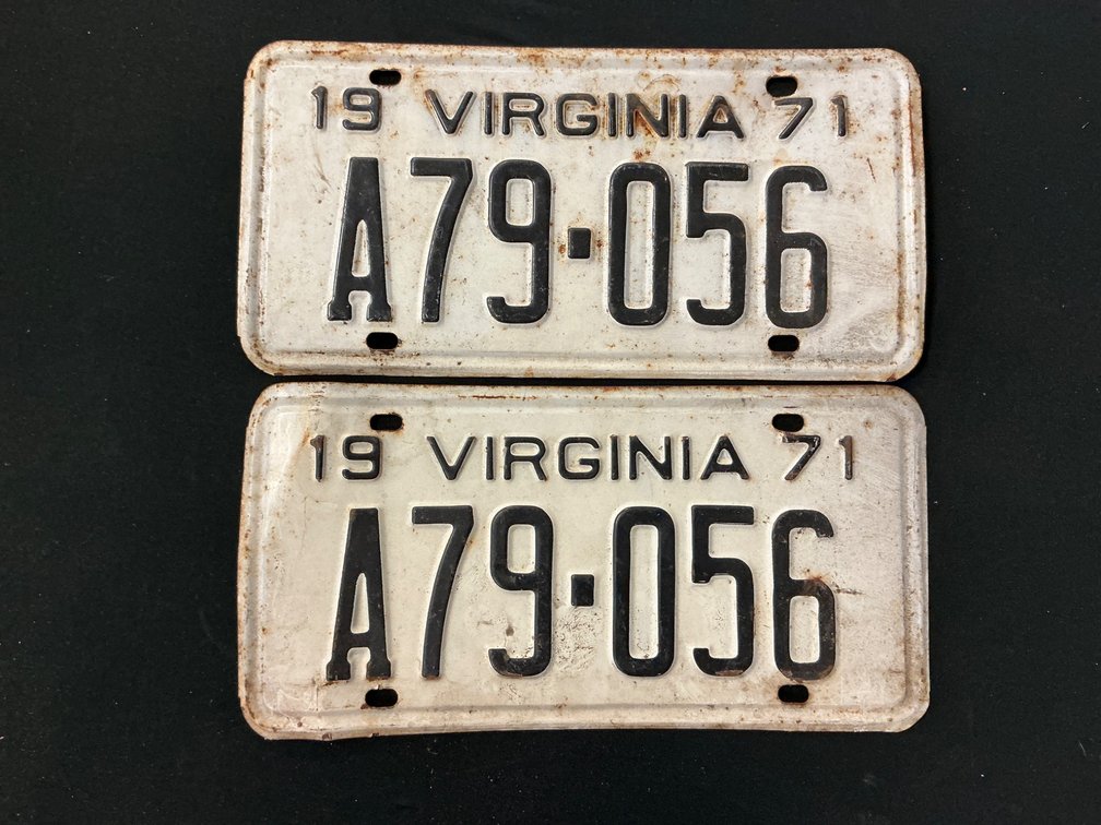 1971 Virginia License Plate Pair A79-056