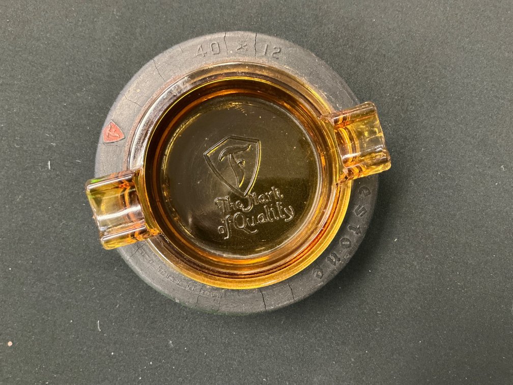 Firestone 40×12 Industrial Tire Ashtray with Amber Glass Insert