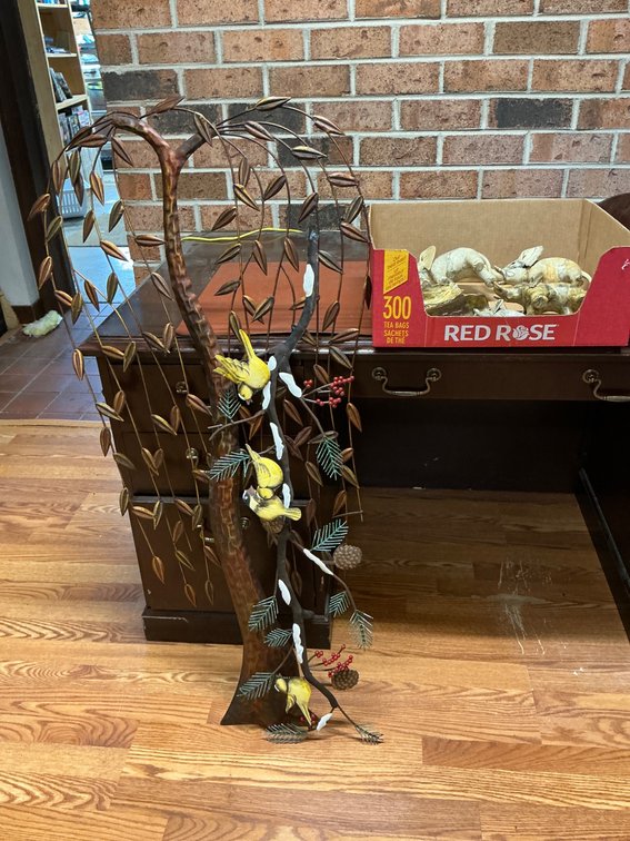 Decorative Tree Sculpture, Carved Elephants, and Wooden Organizer Set
