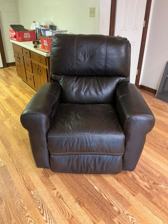 Brown Leather Recliner Chair with Power Recline Feature