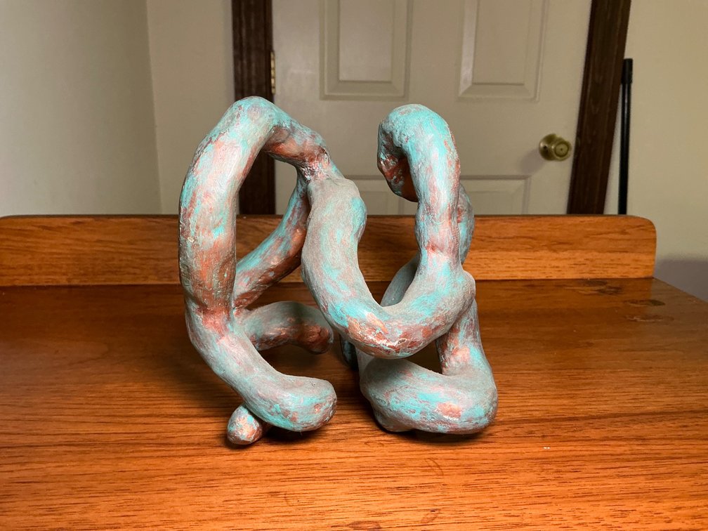 Abstract Bronze Sculpture With Patina Finish