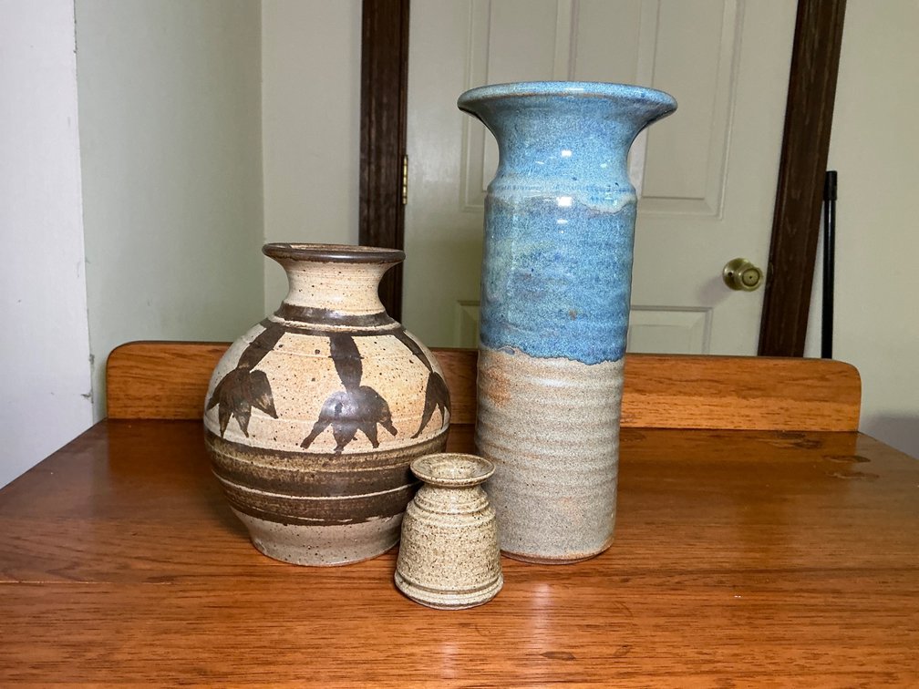Handcrafted Studio Pottery Trio with Signed Bases