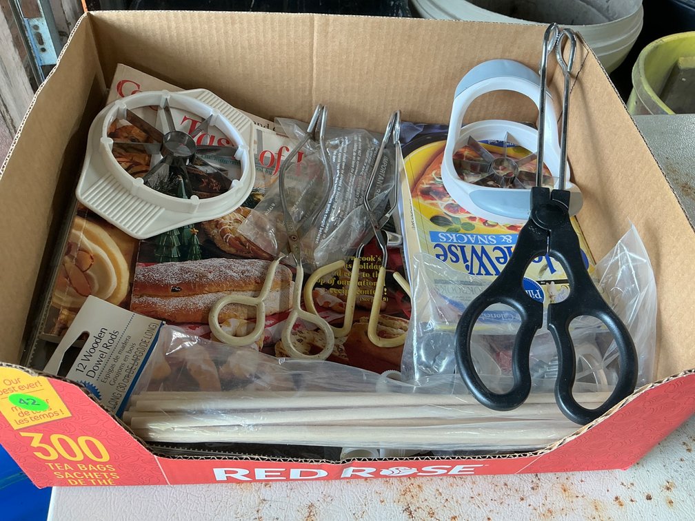 Boxed Collection of Baking Tools and Cookbooks