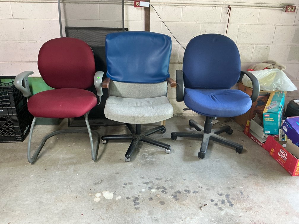 Office Chair Lot of Three with Mixed Styles and Colors