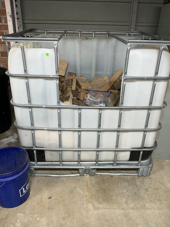 IBC Tote Filled with Scrap Wood for Crafting or Fuel