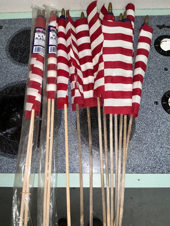 14 U.S. Stick Flags, Polyester-Cotton Blend by Betsy Flags