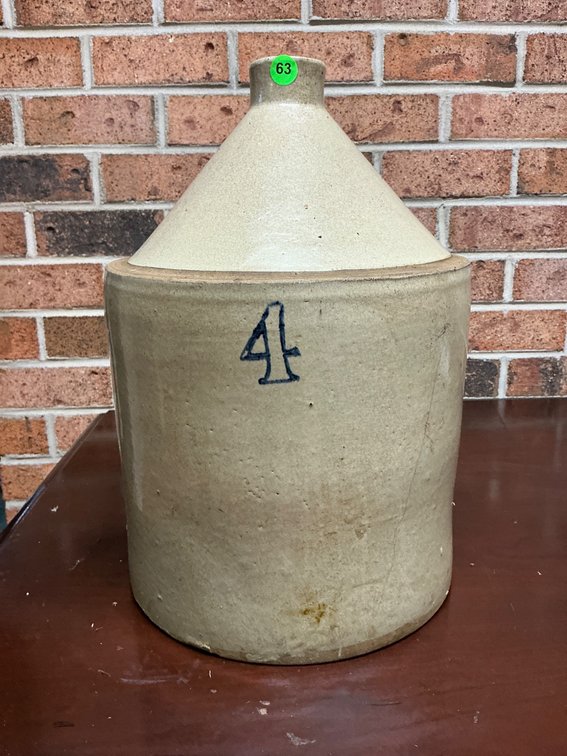 4-Gallon Stoneware Crock Jug with Handle and Number Marking