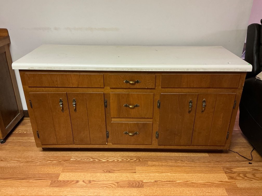 Wooden Cabinet With Counter, 5 ft Wide and 26 Inches Tall