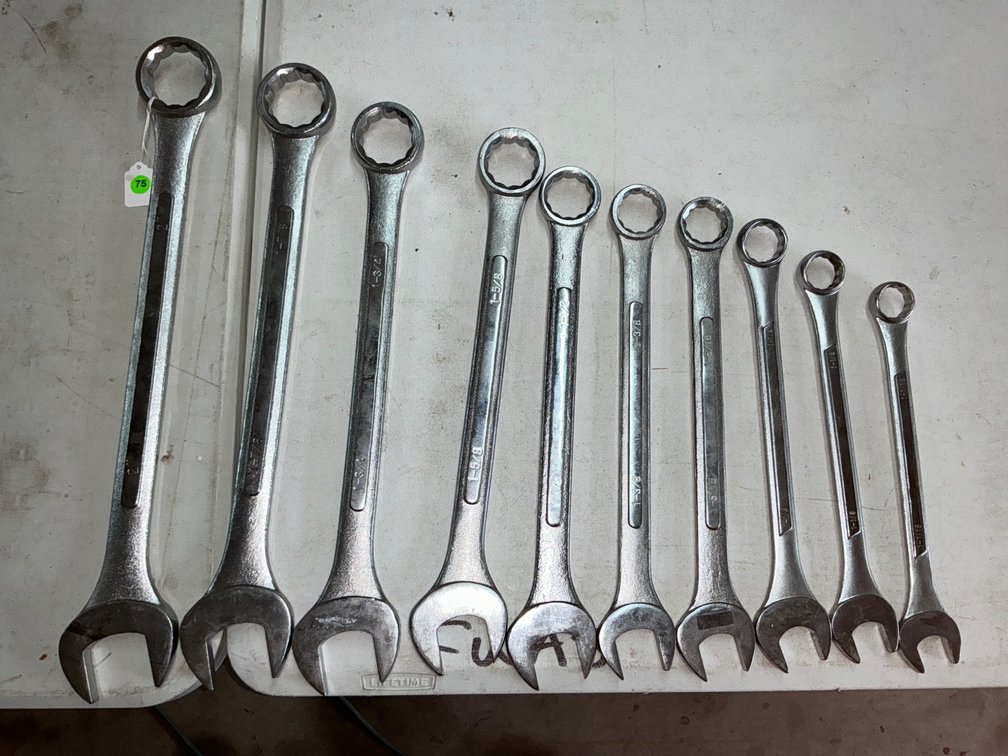 Ten Open-End Box-End Wrenches (1 1/16-2 Inches)