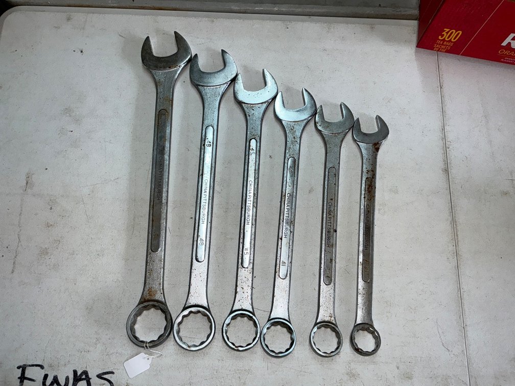 Five Metric Open-End Box-End Wrenches (35, 38, 41, 45, 48, and 50mm)