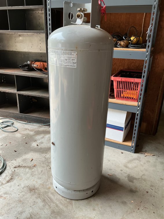 Propane Tank with Manchester Stamping and 04-19 Mark