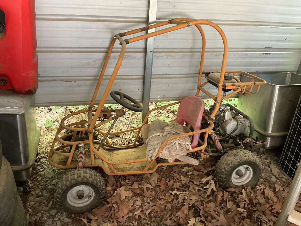 Off-Road Go-Kart with Engine and Frame Components