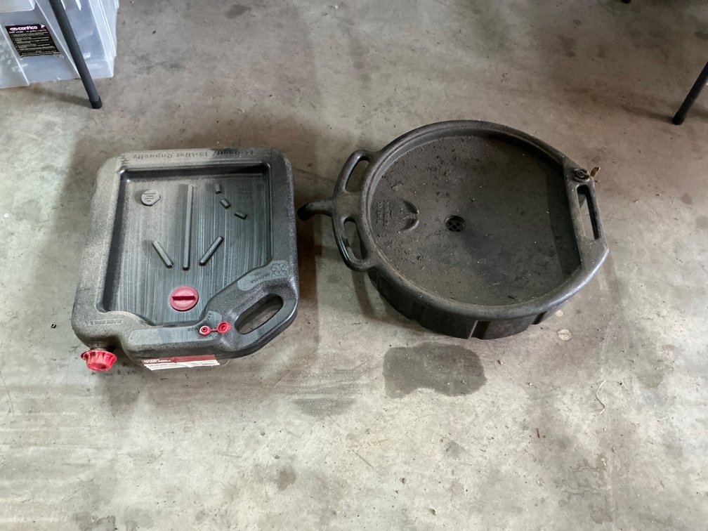 Two Empty Oil Drain Pans, Including Hyper Tough 16-Quart