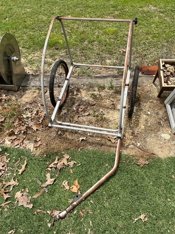 Two-Wheeled Steel Bike Cart Frame with Rubber Tires