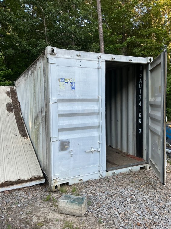 20 x 8 x 8 White Conex Box With Bolt Holes From Previously Attached Roof
