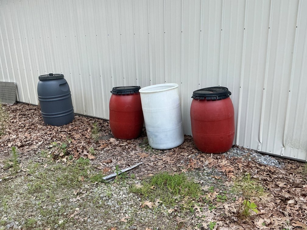 Four Barrels for Storage and Rainwater Collection