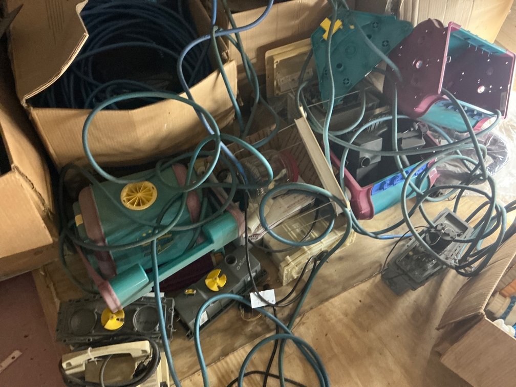 Comprehensive Lot of Pool Maintenance Parts Stored in Garage Loft