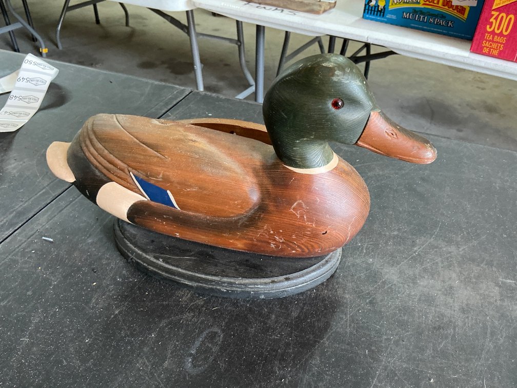 Hand-Painted Wooden Mallard Duck Decoy with Storage Compartment