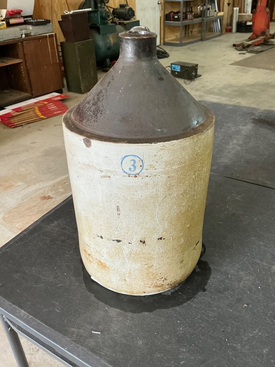 16.5-Inch Tall Stoneware Jug with Broken Handle