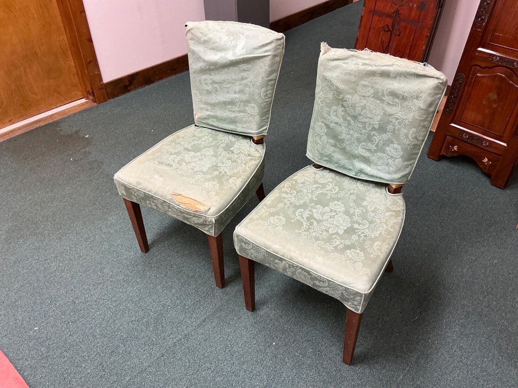 Wood Frame Chairs with Velcro Seat Covers