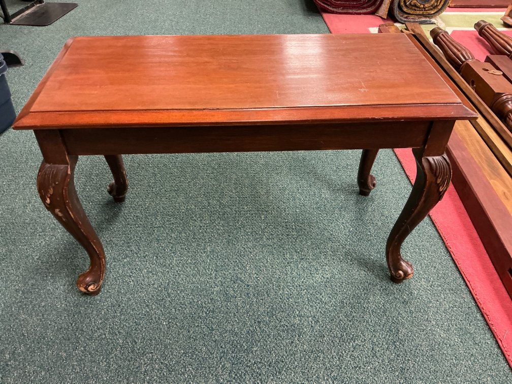 Wooden Lift-Top Table with Carved Cabriole Legs, 18 Tall, 14 x 30