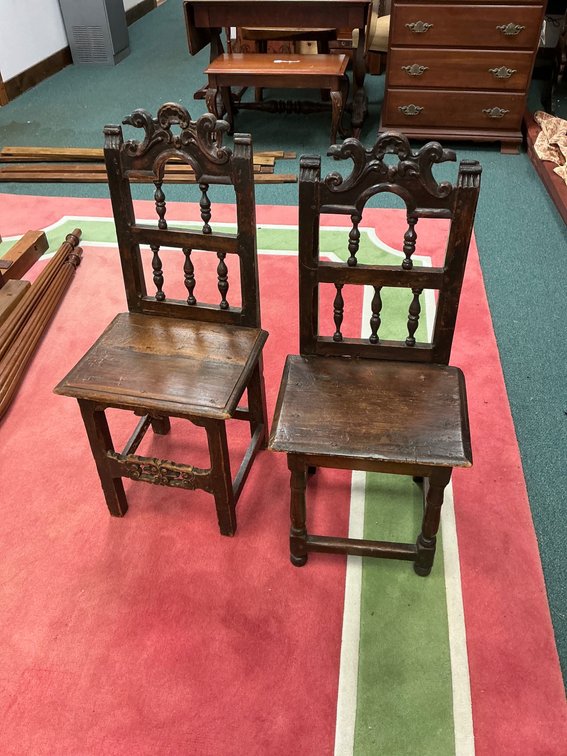 Carved Wooden Chairs With Decorative Backs