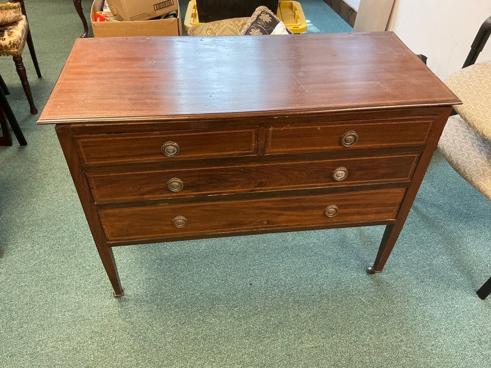 Wooden Dresser with Detached Top and Mirror Remnants