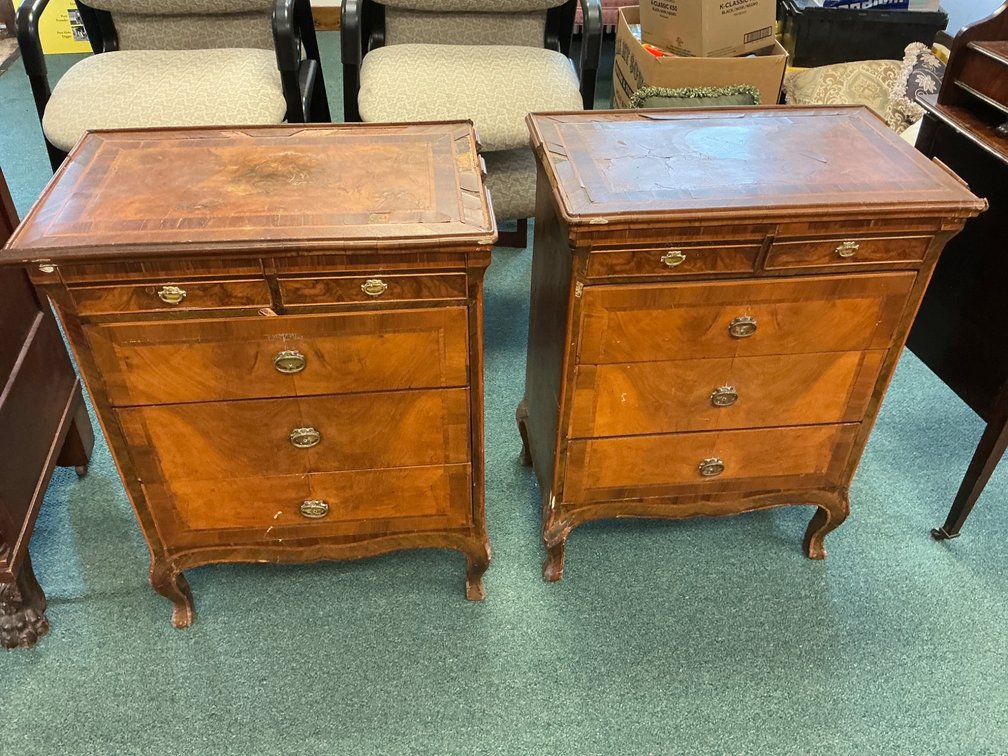 Wooden Four-Drawer Dressers with Inlaid Tops