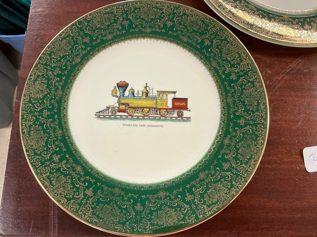 Imperial by Salem China Co. Locomotive Plates with 23-Karat Gold Detailing