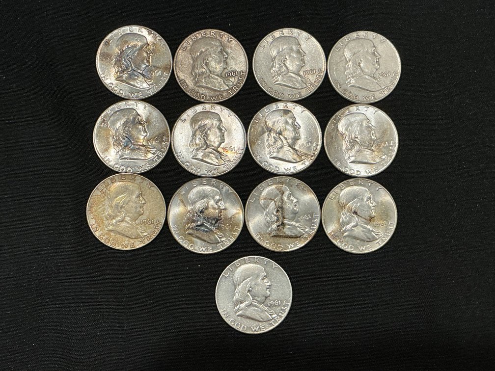 Set of 1961 D Franklin Half Dollars set of 13 $6.50 FV