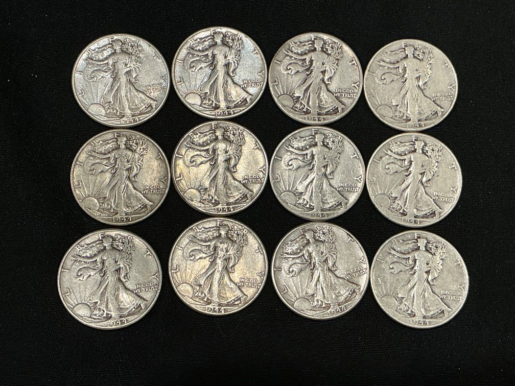 Set of 12 1944 Walking Liberty Half Dollars $6.00 FV