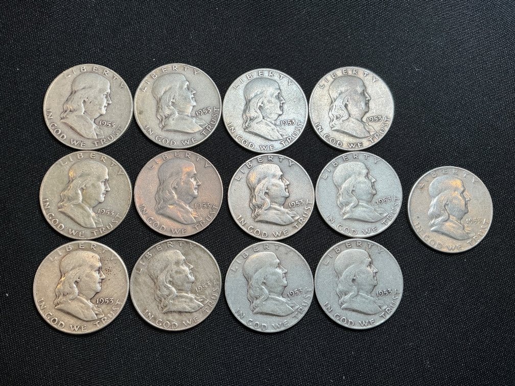 1953D Franklin Half Dollars with $6.50 Face Value