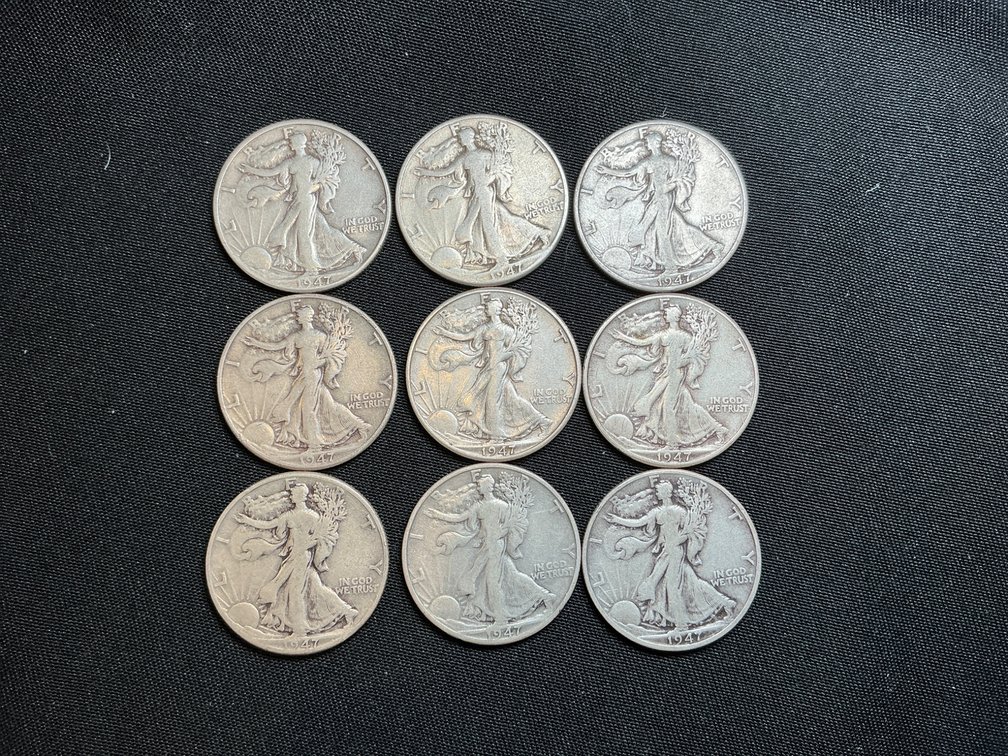 1947D Walking Liberty Silver Half Dollars – $4.50 Face Value