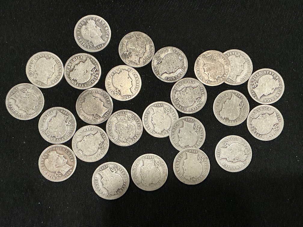 23 Unresearched Barber Dimes with $2.30 Face Value